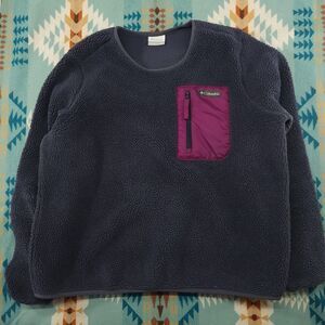 Columbia Women's West Bend Sherpa Crewneck Pullover Purple Medium Granola Gorp